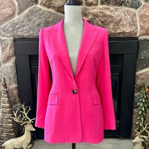 Reiss Hewey Tailored Textured Single Breasted Blazer in Pink
